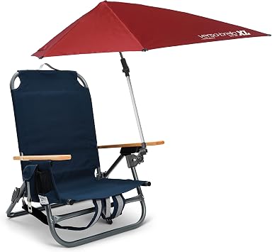 SportBrella Versa Brella XL Firebrick Red + Backpack Chair, Bundle Pack