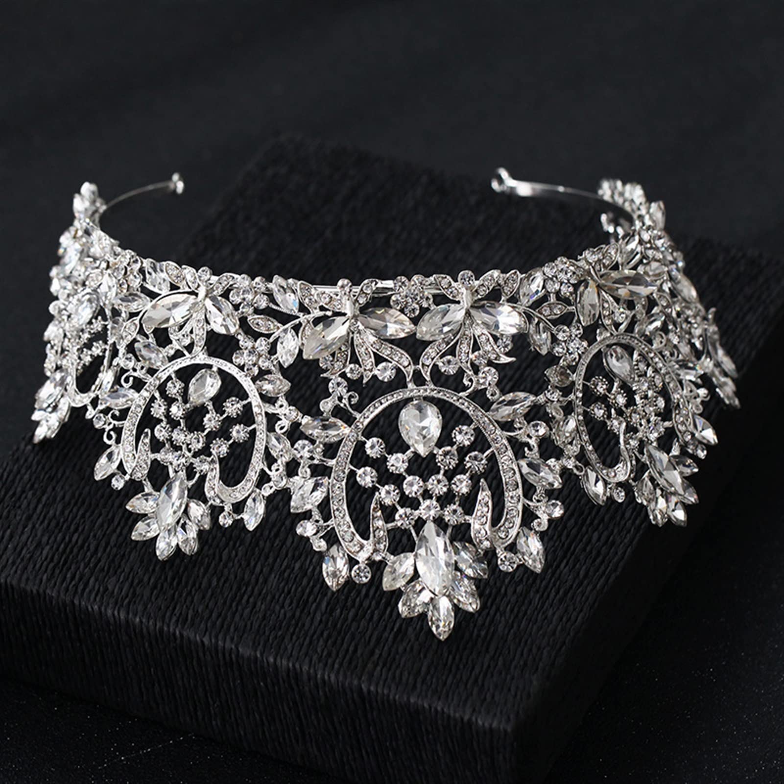 Trjgtas Tiara Nuziale Corona Strass Spettacolo Diadema Accessori per Capelli da Sposa