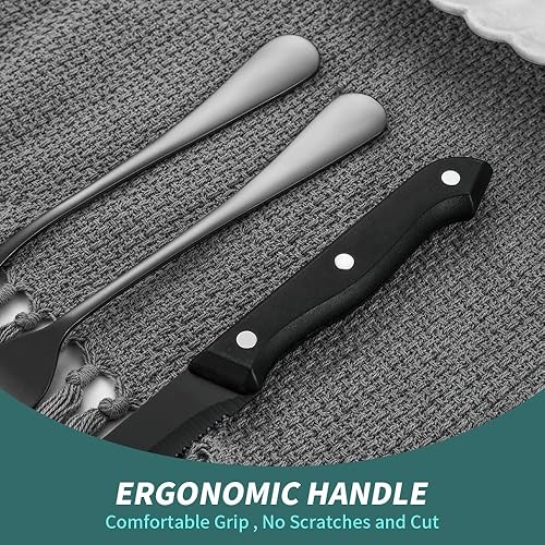 Miniatura 185 de A·HOUSEWARE - Juego de cubiertos iridiscentes con diseño hueco, 20 piezas, acero inoxidable, incluye tenedores, cucharas, cuchillos, utensilios