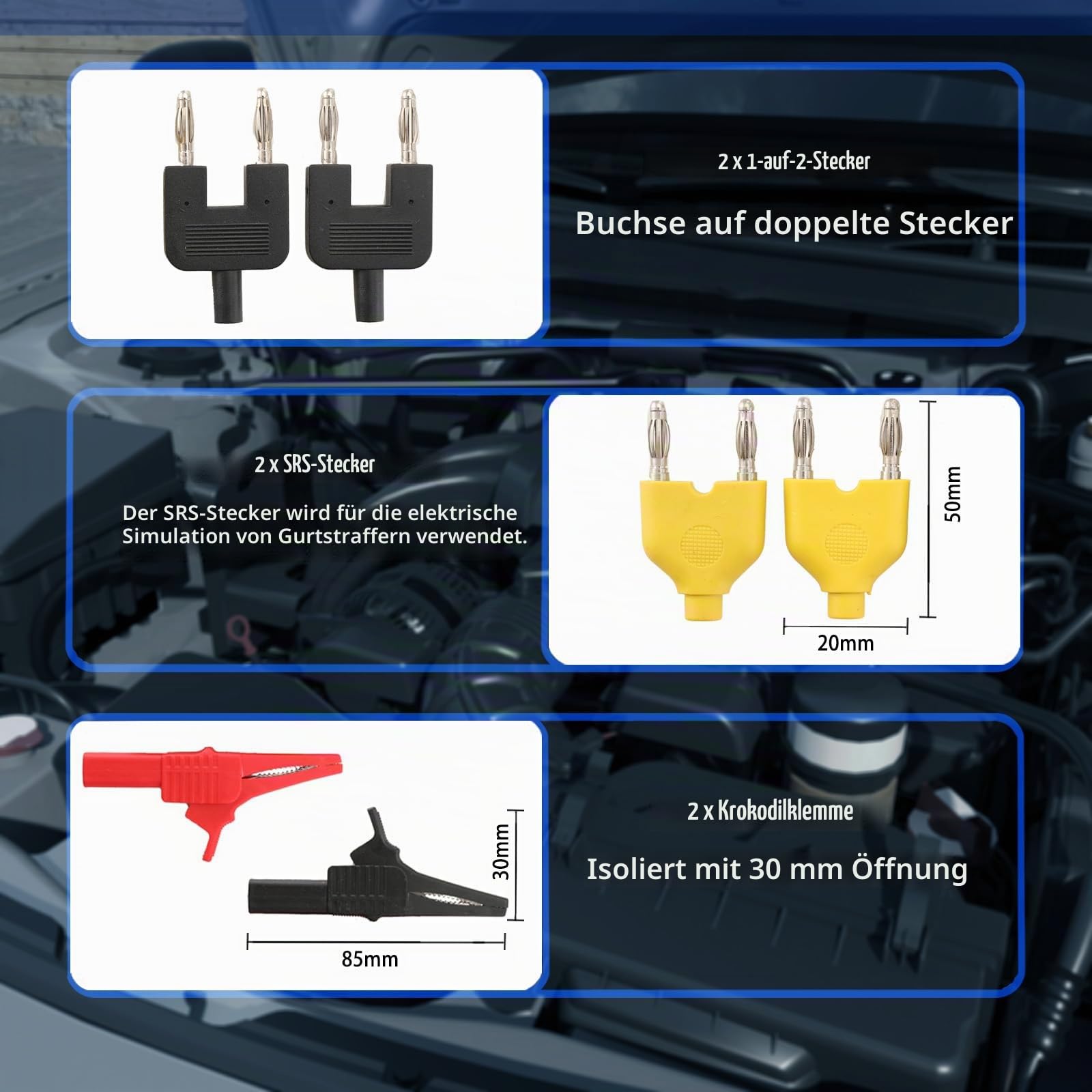 92-tlg Multimeter Messleitungen Set für KFZ Fehlerdiagnose Kabelsatz | Prüfkabel für KFZ Fehlerdiagnose & Elektroniktests Prüfleitungssatz Messspitzen