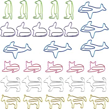Paper Clips 30 Pieces Cute Animal Shaped Paperclips Metal Paper Clamps | Animal Paper Clips for Paperwork Documents, Bookmarks, Paper Clips for School, Office, Stationery Supplies, Multicoloured