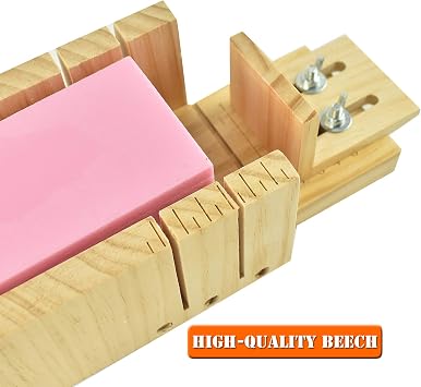 Artcome Loaf Soap Making Cutting Mold Kit Multi-Function Adjustable Wood Soap Mold Set - Rectangular Silicone Mold Set with Stainless Steel Wavy & Straight Cutter