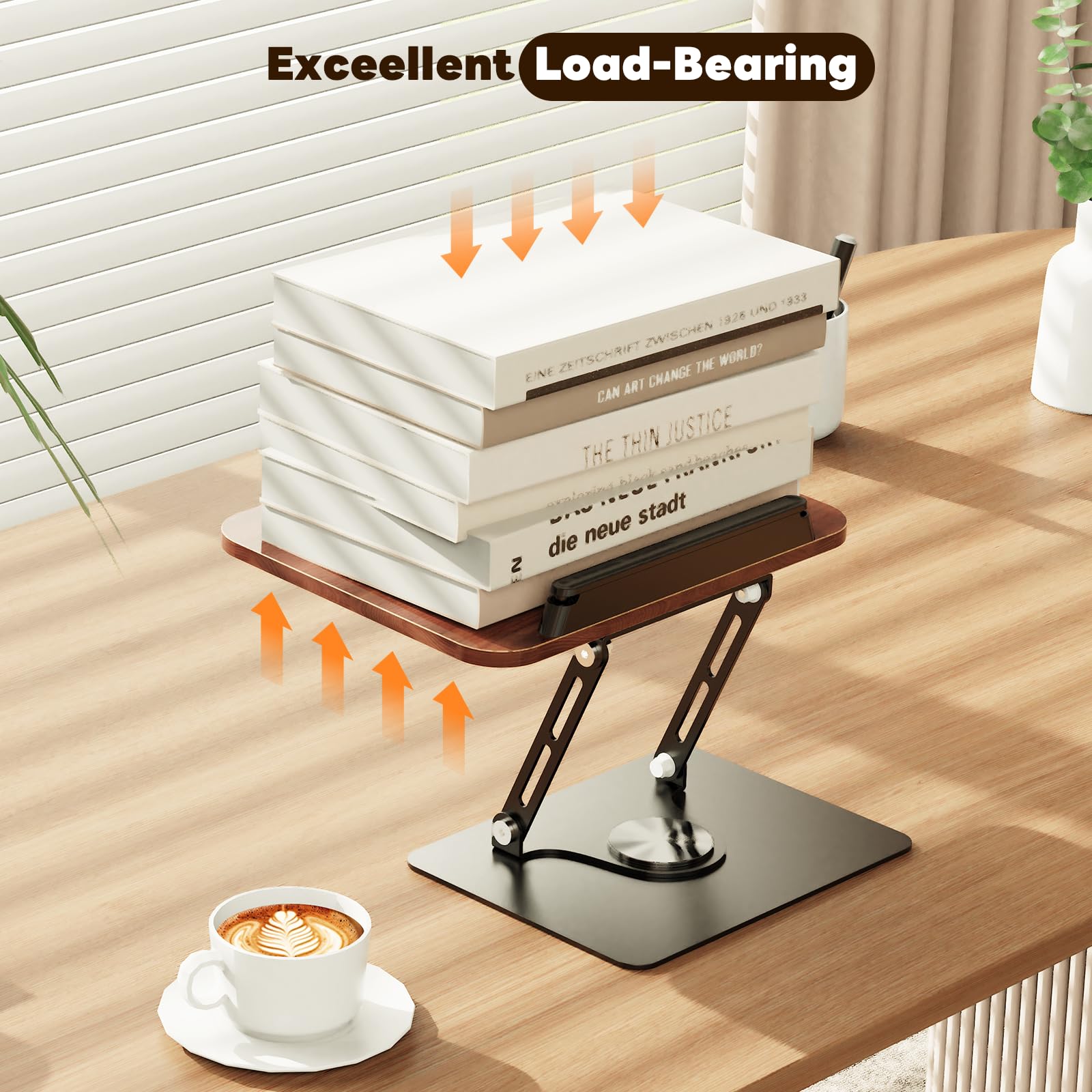 Abiglifty Book Stand for Reading Adjustable Book Holder with 360 Rotating Base Foldable Book Holder Stand for Cookbook — view 8
