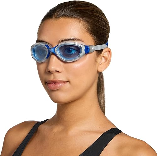Miniatura 11 de Zoggs Gafas de natación unisex Predator Flex antivaho con protección UV y lente curvada, ultra ajustada, ajuste rápido, 461041 Gris/Azul - Lentes