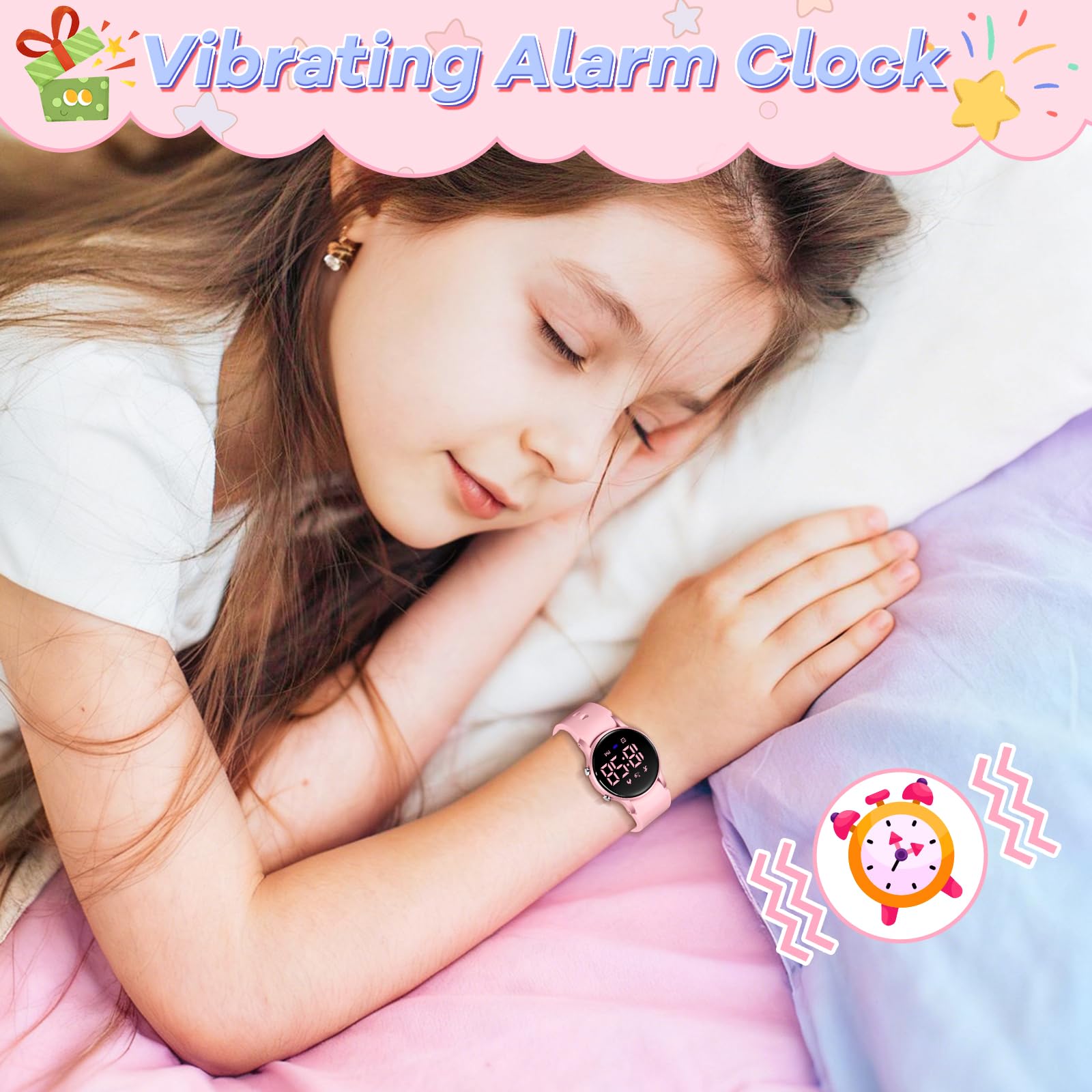 Timever Kinderuhr für Jungen Mädchen, wasserdichte Digitaluhr für Kinder mit Schrittzähler, nicht intelligente Sport-Armbanduhr mit Vibrationsalarm, Schrittzähler, Stoppuhr, Kalender, keine App