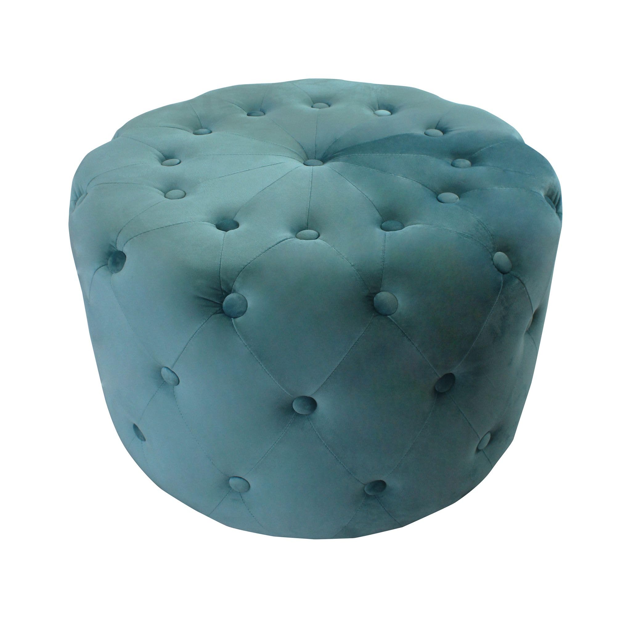 milani home - pouf rotondo, velluto, seduta poggiapiedi, verde, 67 x 67 x 41 cm