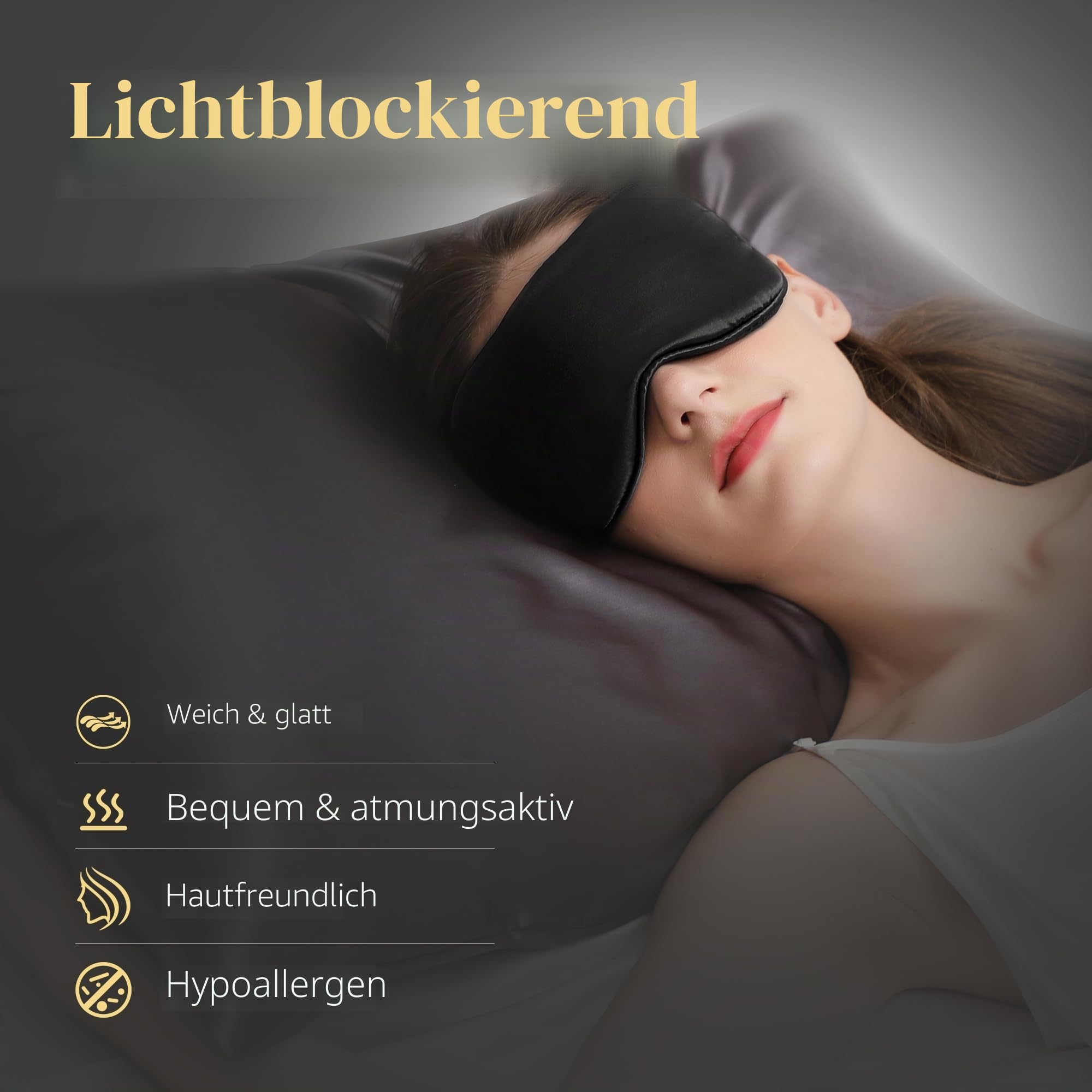 ZIMASILK Schlafmaske aus 100% reiner Maulbeerseide, mit einer Stärke von 22 Momme, gefüllt mit 100% Maulbeerseide, Befestigungsband aus Seide, extrem weiche und bequeme Schlafmaske, Schwarz
