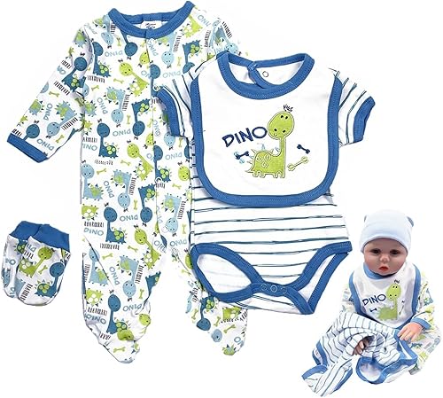 Muñecas de bebé Reborn de 22 pulgadas, 5 piezas, accesorios de traje de dinosaurio para muñecas de bebé recién nacido de 20-22 pulgadas