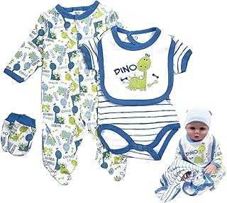 Pedolltree Reborn Baby Dolls Boy Clothes 22 inch 5 pcs Sets Dinosaur Outfit Accessories for 20-22