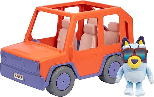 Bluey Big Heeler 4WD Gran Coche de Juguete, Coche de Juguete Interactivo y Personalizable para Niños Pequeños con Capó de Almacenamiento, Coches de