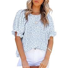 Dokotoo Blouses for Women Dressy Casual Puff Sleeve Floral Shirts Tops