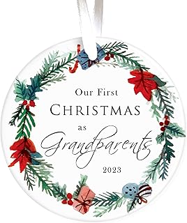 First Christmas as Grandparents, 2023 Christmas Tree Decorations Grandparents Christmas Ornaments 1st Christmas as Grandparents Gifts, New Grandparent Gifts 2023 Baby Announcement Ideas Keepsake