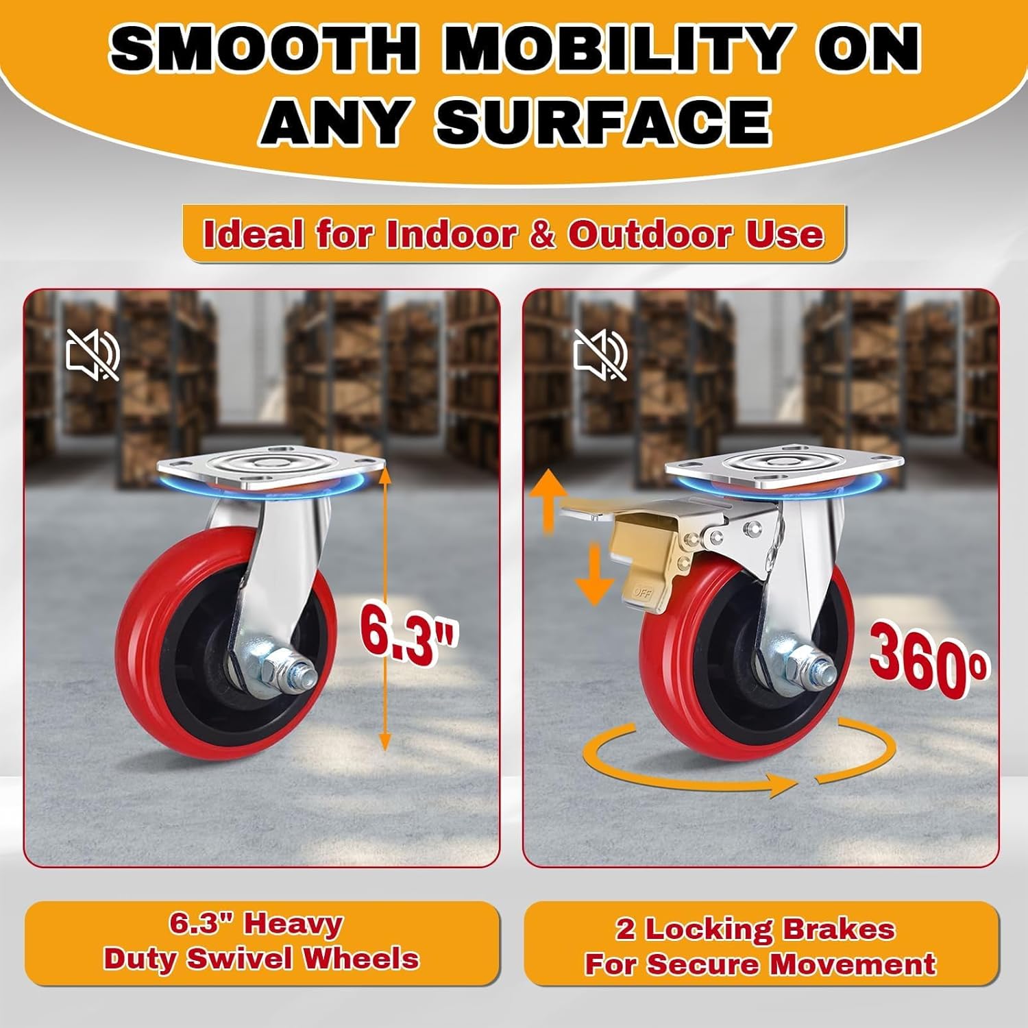 2IN1 Steel Panel Cart Dolly – Large Heavy Duty Drywall Lumber Truck Cart with 2700 LBS Capacity, 40 x 24 Inch 2.2MM Steel Plate, 6.3" Swivel Brake Wheels, 1 Front & 3 Side Handrails