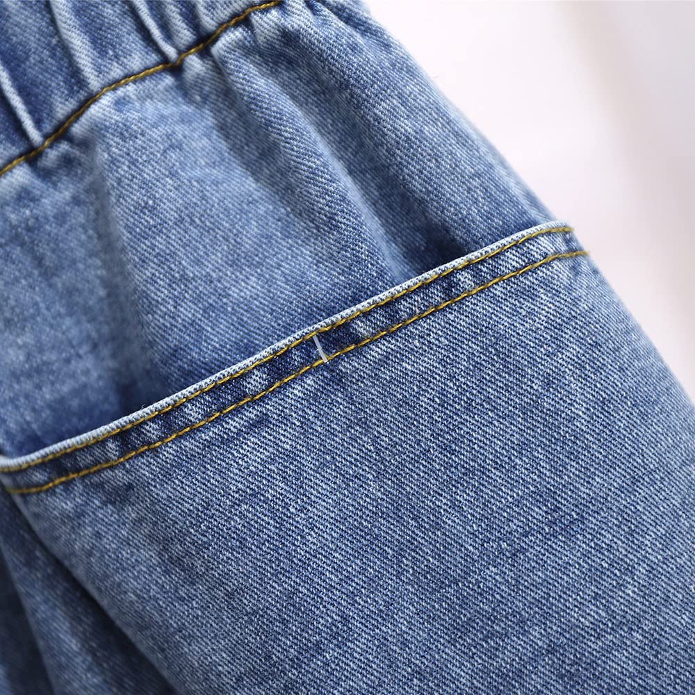 Gonne,Minigonna da Donna Gonna di Jeans con Volant Elastico A Vita Alta Blu Avvolto sui Fianchi con Tasca A-Line Increspato Plus Size Gonne Lunghe Corte per Ragazze Signore,4XL