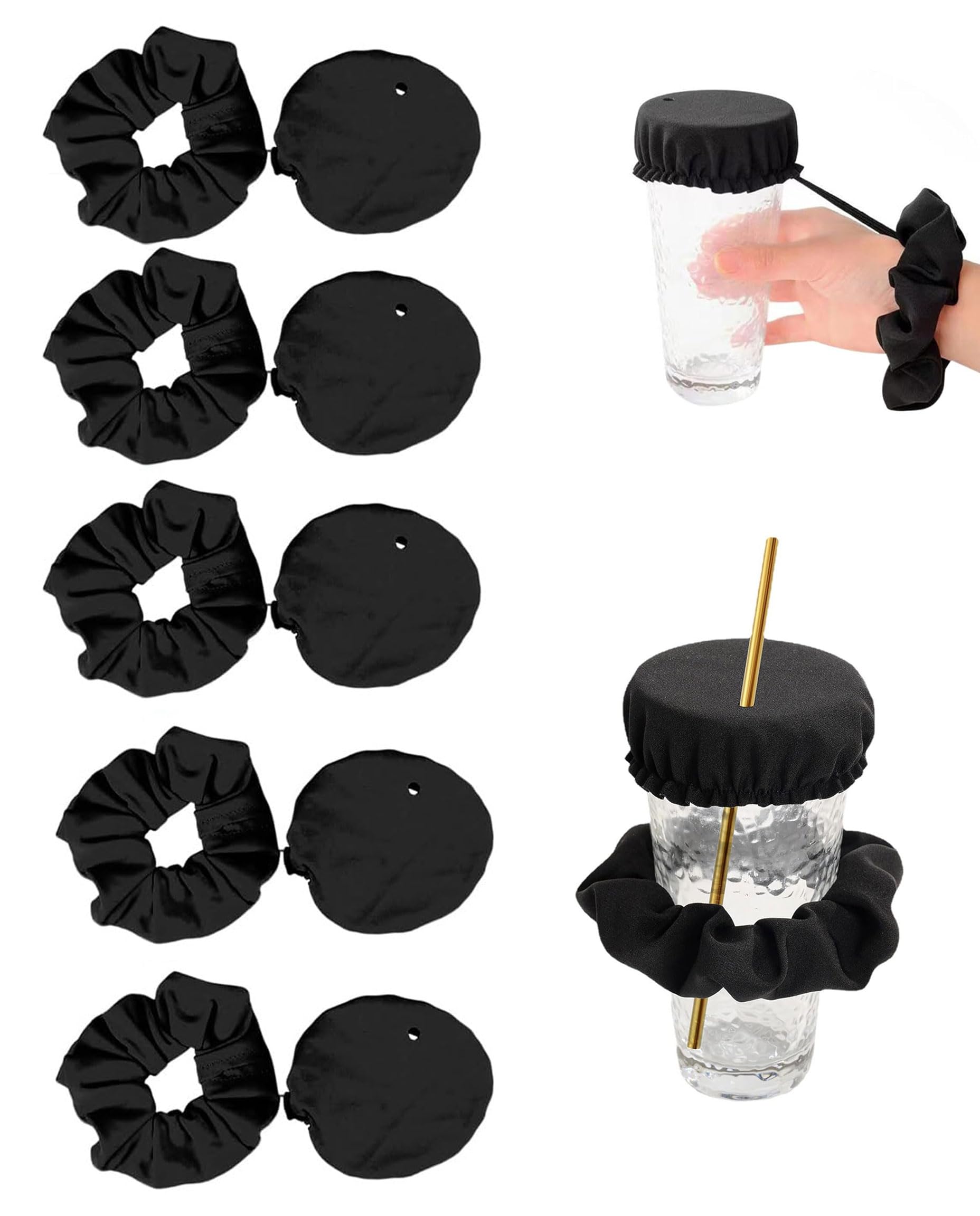 5 piezas fundas antipinchos para bebidas – tapa vasos antidroga, protección elástica reutilizable con agujero para popote para la mayoría de tazas de vidrio, seguridad bar para mujeres