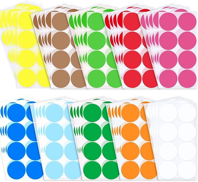 5CM Round Colored Coding Dot Circle Sticker Self-Adhesive 10 Assorted Solid Colors Polka Circle Dot Label Stickers for Coloring, Marking, Organizing, Sorting(400)