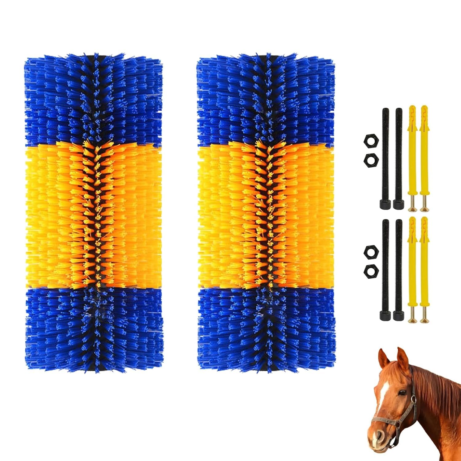 2Pcs Spazzola per Tiragraffi per Bestiame, Spazzola per Cavalli, Spazzola Mucche per Alleviare Prurito alla Schiena, Spazzola per Massaggio, Mantenere Pulizia per Mucche, Cavalli, Capre, Bovini,Maiali