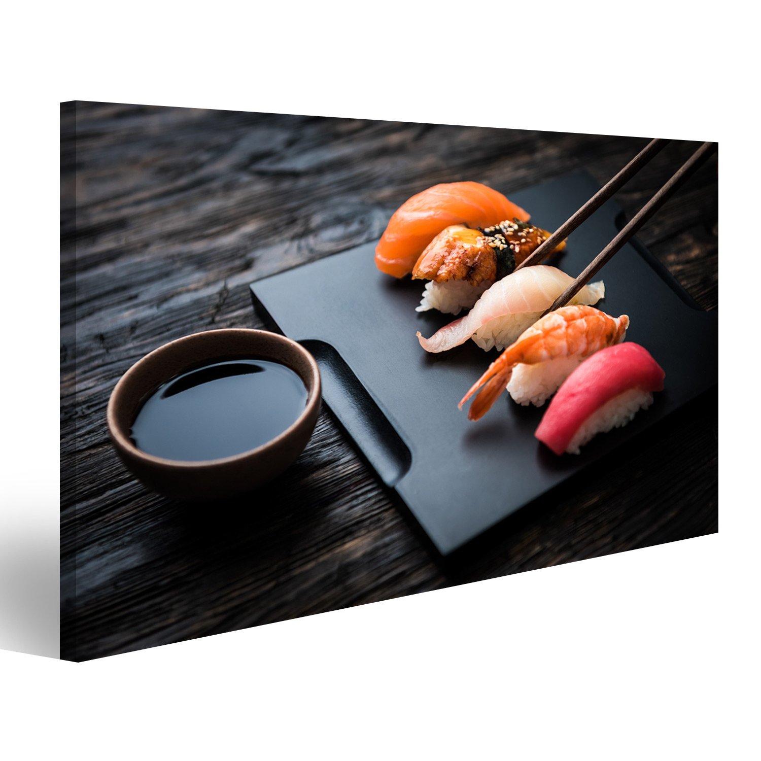 Tableau sur toile gros plan sushi sashimi cadre photo mural contemporain