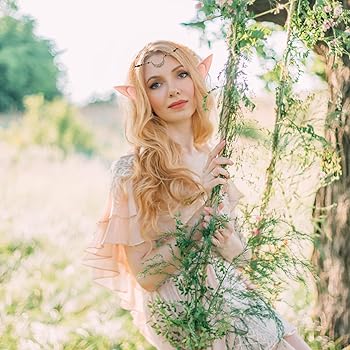 Orecchie Da Elfo In Lattice Con Corona Di Fiori - Accessorio Cosplay Per Halloween E Feste - Foto 3