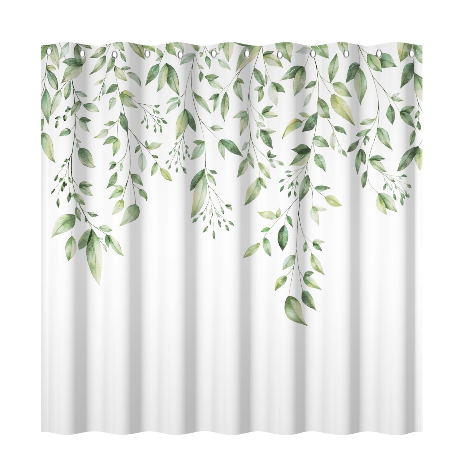 Yeele 48x72 Inch Green Leaves Long Shower Curtains Fabric Farmhouse Floral Plants Stall Bath Curtain Spring Rustic Natural Shower Curtains for Women Bathroom Decor Waterproof with 12 Hooks