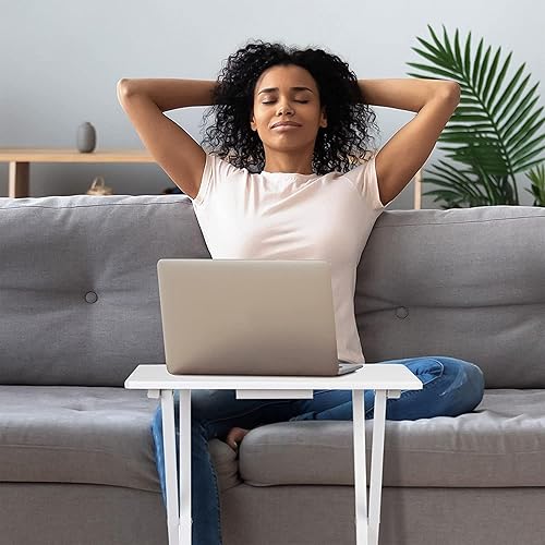 Miniatura 70 de PJ Wood Mesa rectangular plegable portátil para servir aperitivos, construcción de madera maciza con acabado natural (juego de 4 piezas)