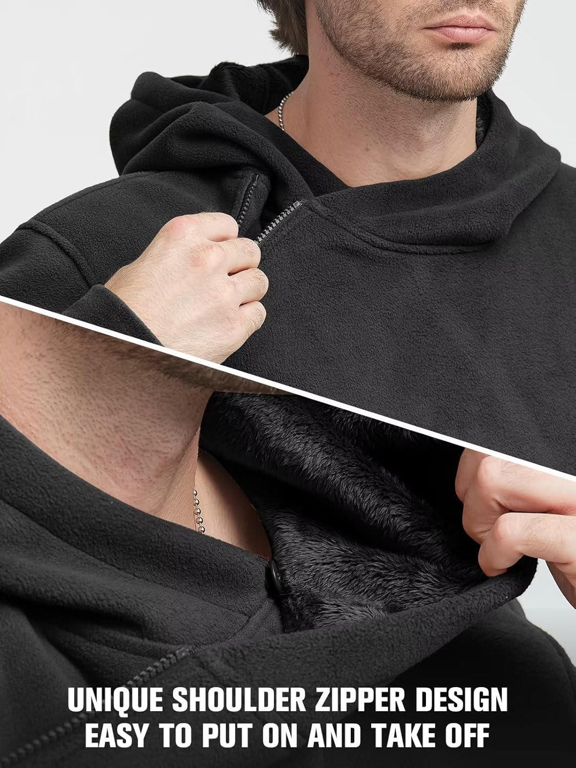 FREE SOLDIER Men's Tactical Winter Fleece Pullover Hoodie Warm Long Fleece lined Hooded Sweatshirt - Image 3