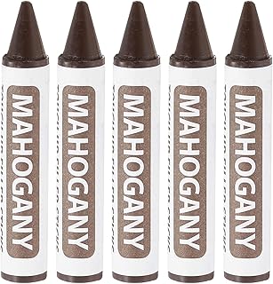 uxcell Furniture Repair Wood Markers, 5 Pcs Mahogany Touch Up Filler Sticks, Wood Wax Pen Crayons for Scratches, Wood Floors, Tables, Cabinet, Carpenters, Cover Ups