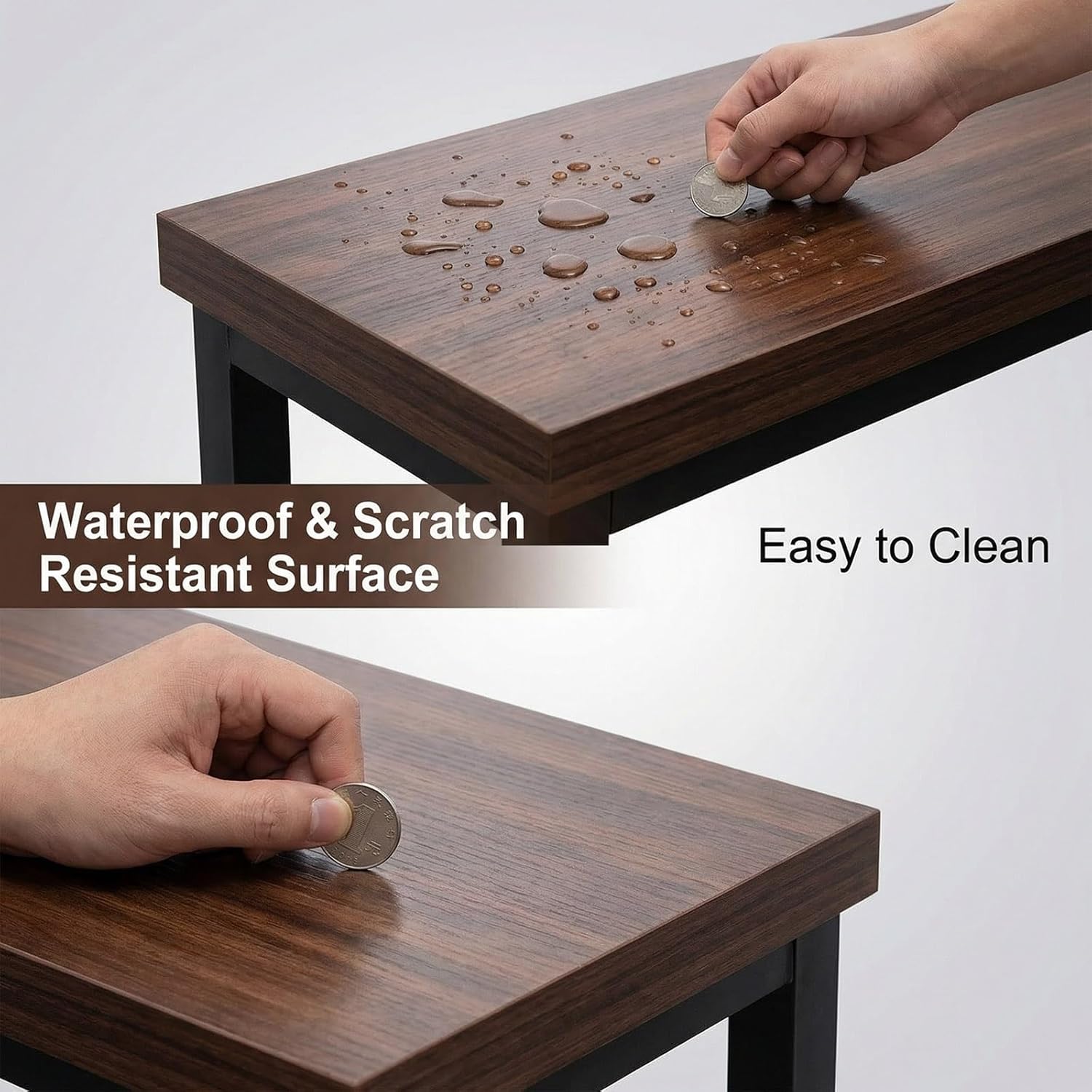 Kitchen Breakfast Bar,Bar Table,Breakfast Bar Table with Footrest,Metal Frame Pub Coffee Desk, Easy Assembly, Industrial Design, for Small Spaces Breakfast Nook,Home Kitchen Dining,Pub