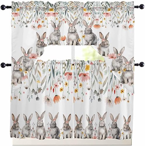 Miniatura 7 de BEMIGO Cenefa de cortina de Navidad con diseño de muñeco de nieve para ventana, cenefa de árbol de Navidad para cocina, baño, dormitorio, cenefa de