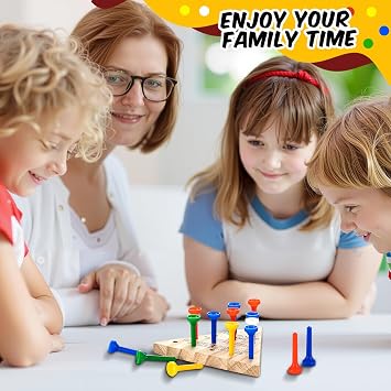 Zhanmai 3 Sets Wooden Triangle Peg, Educational Board, Travel Size, Operation Christmas Learning Puzzles (Multi-Color Peg)