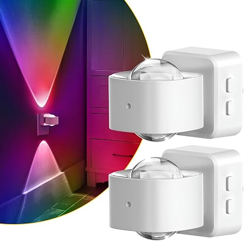 Miniatura 14 de L LOHAS LED Proyector de luz nocturna, luz nocturna que cambia de color, enchufe a la pared, sensor de atardecer a amanecer, luz nocturna giratoria,