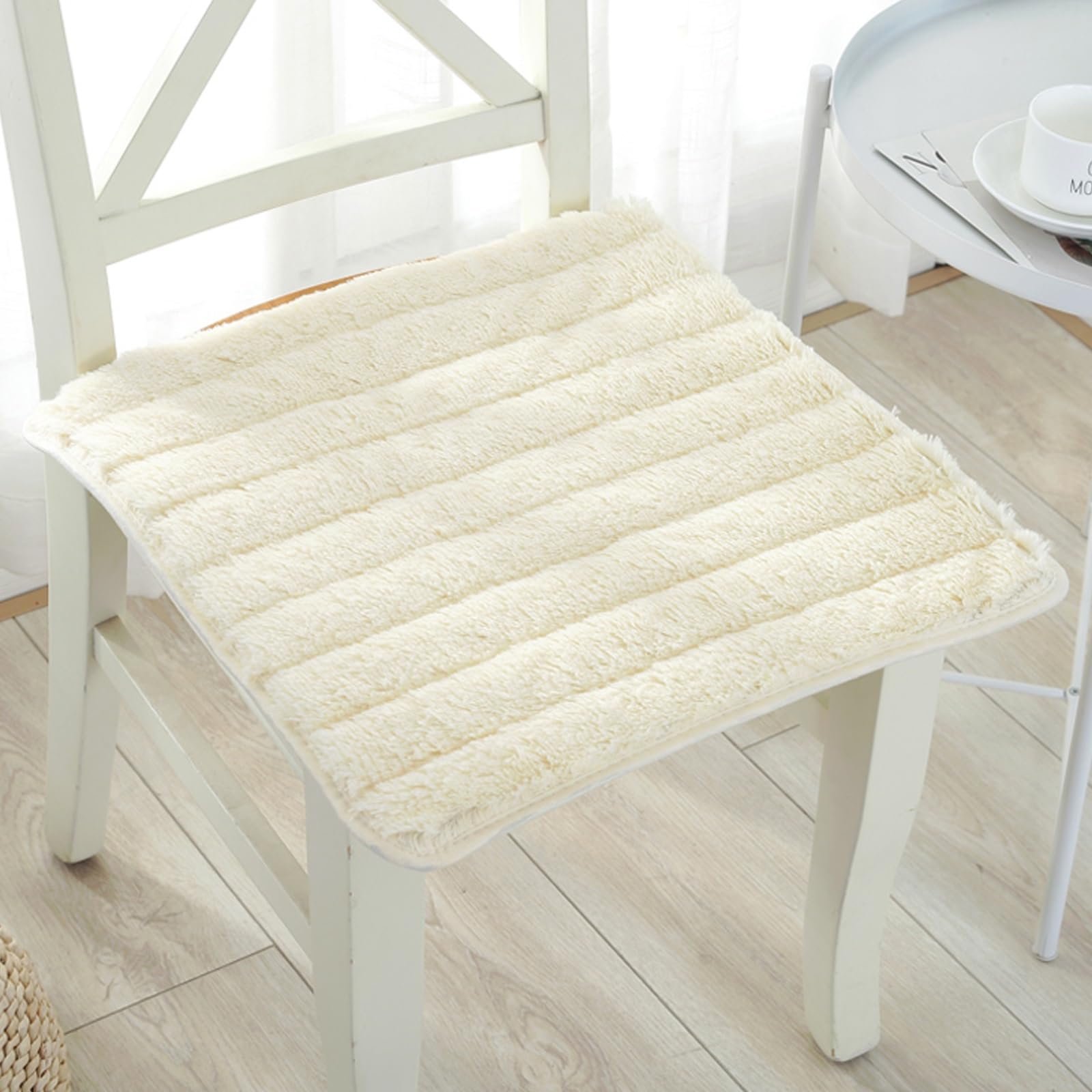 Coussin de siège carré lavable blanc 50x50 cm pour chaise de cuisine et fauteuil