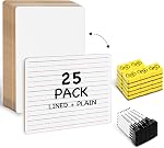 Ohuhu Petits tableaux blancs pour enfants, 25 Faites votre valise, 9 x 12 1 cm Mini Tableaux blancs pour les étudiants, enseignant et salle de classe, ensemble de tableaux d'effacement à sec doublés/plains - Comprend 25 Conseils d'administration 25 Marqueurs, 25 Éraignes
