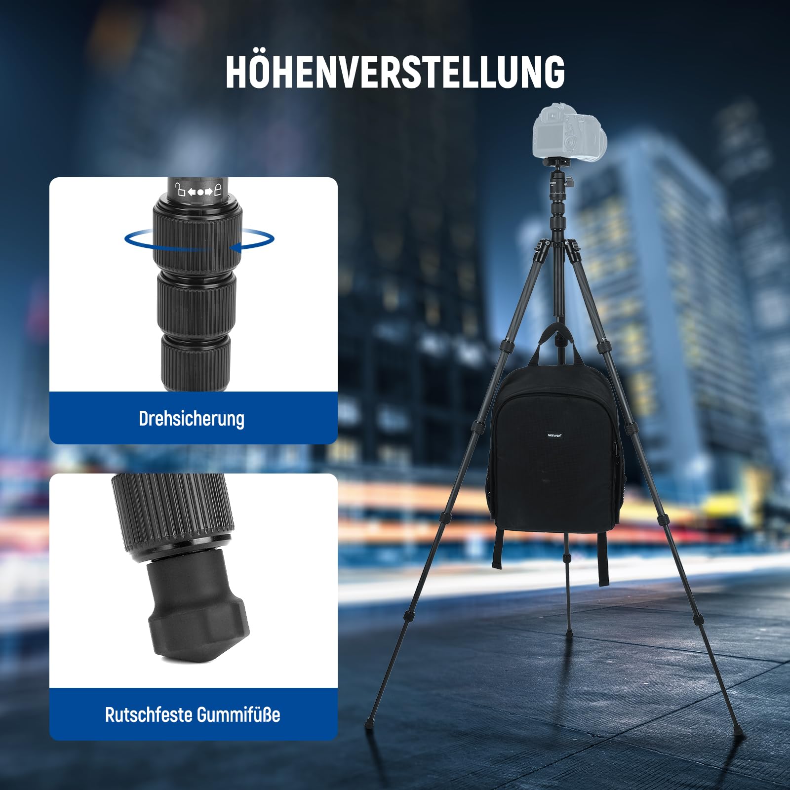 NEEWER Carbonfaser Kamerastativ Einbeinstativ, 65" leichtes kompaktes tragbares DSLR Video 360°Reisestativ Kugelkopf, rutschfeste Schnellwechselplatte, umgekehrte Mittelachse, max. Last 13,2 lbs, TP39