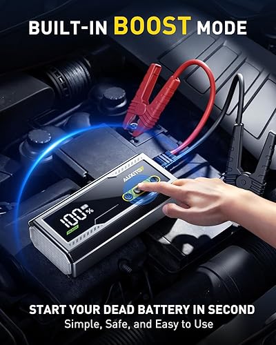 Miniatura 4 de AUXITO Arrancador de 6000 A, batería de coche de 12 V, hasta todo el motor diésel de gasolina y 12L con pantalla LED, caja de salto portátil con 3