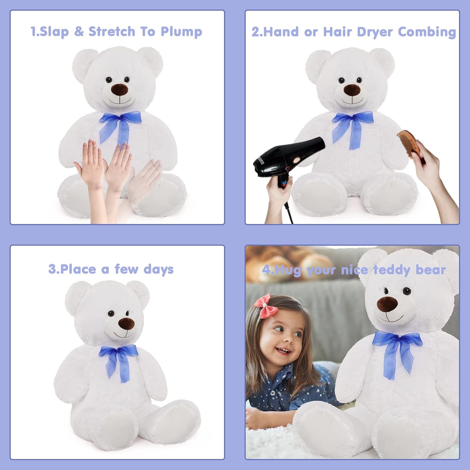 MorisMos Giant Teddy Bear Stuffed Animal 3ft-36 inch Big Teddy Bear Gifts for Girlfriend Boyfriend Wife Mom Fiancée Gift,Large White Bear for Baby Shower Birthday Christmas Decor,White - Image 8