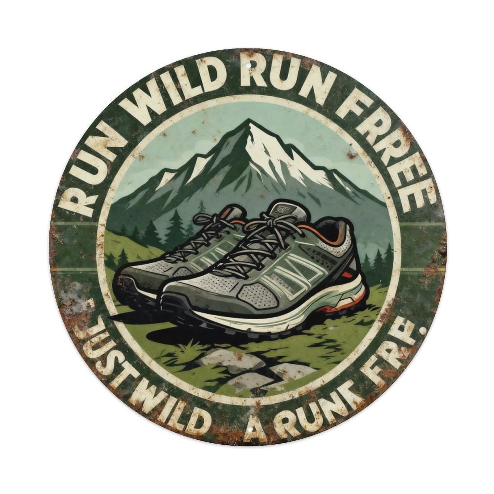 Vintage Trail Run Wild Metal Tin Sign Plaque