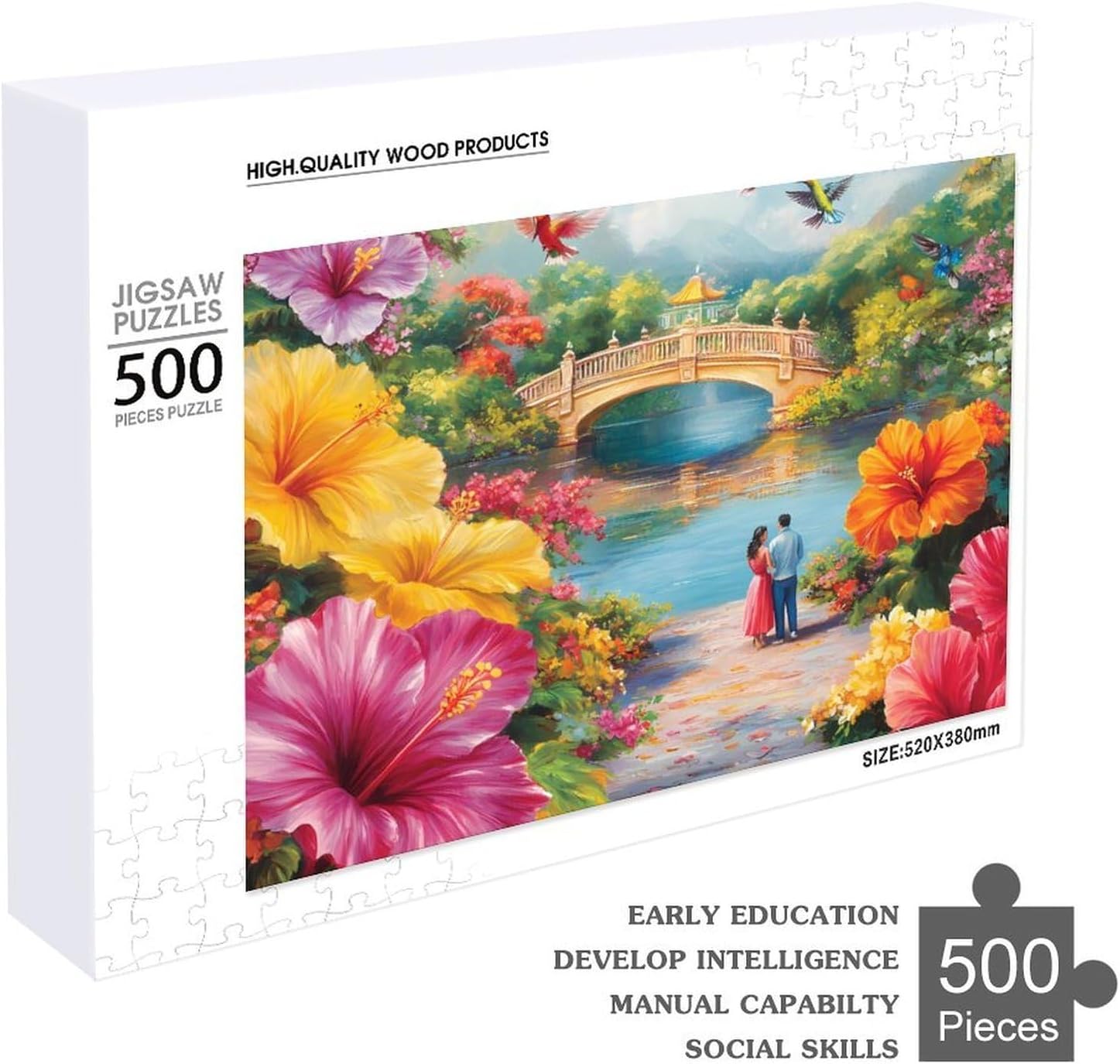 Hibiscus Hawaiian Travel Wood Puzzle Challenging Jigsaw Puzzles for Women Men