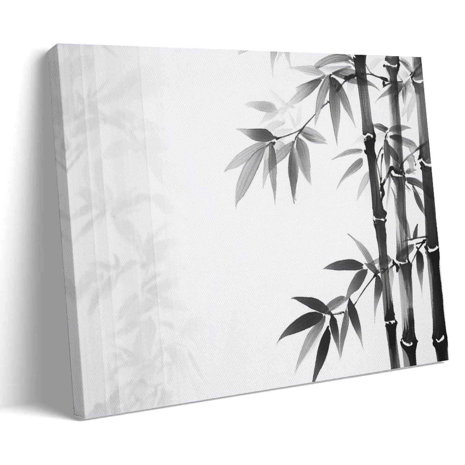 FYFMUSHE Retro Tree Branch Canvas Wall Art Paintings Beautiful Ink Bamboo Plant Pictures on Canvas Prints Framed Ready to Hang Artwork for Bedroom Home Decor 12x18inch(30x45cm)