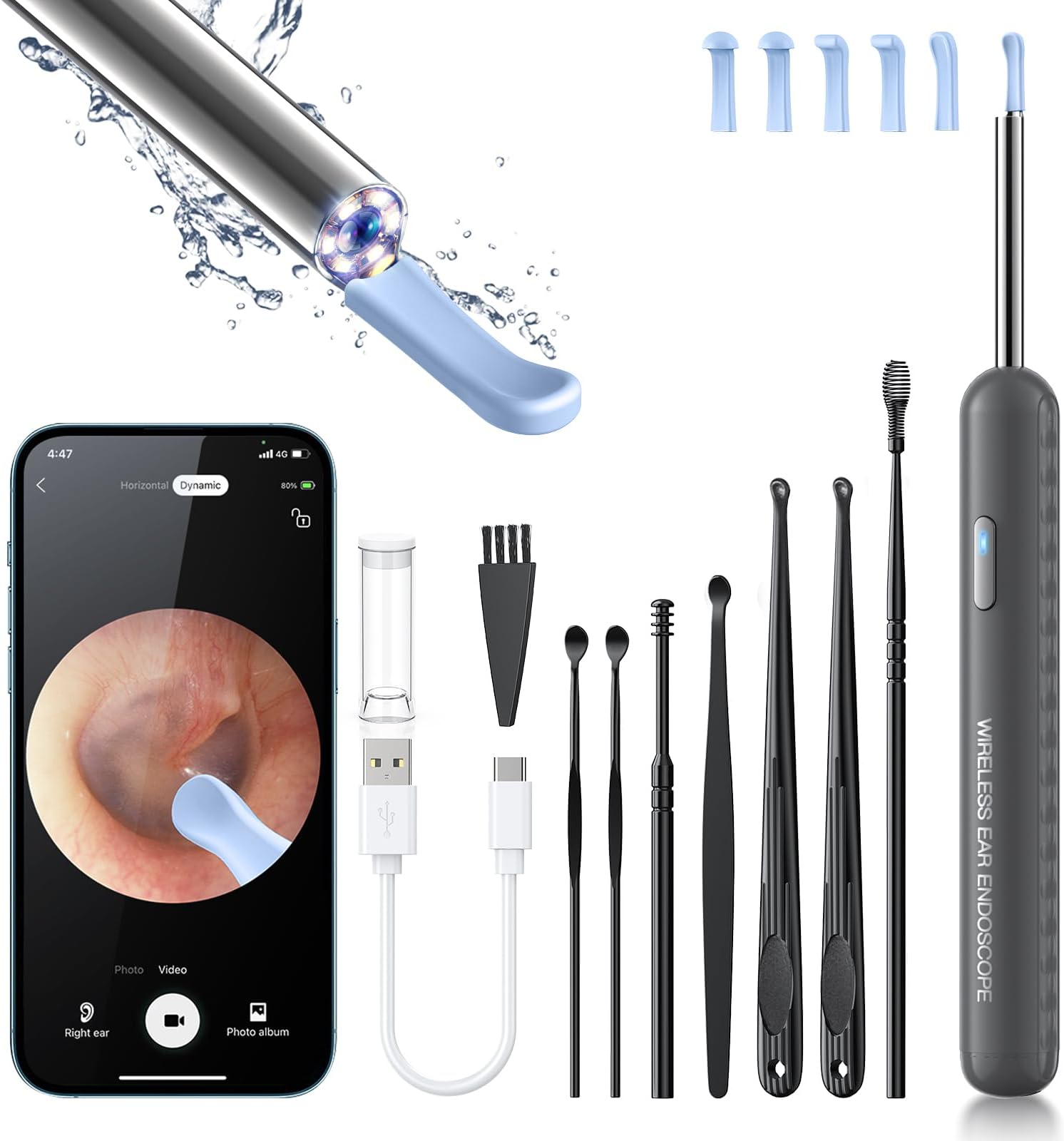 Ear Wax Removal, Ear Cleaner with Camera and Light, Ear Wax Removal Kit with ...