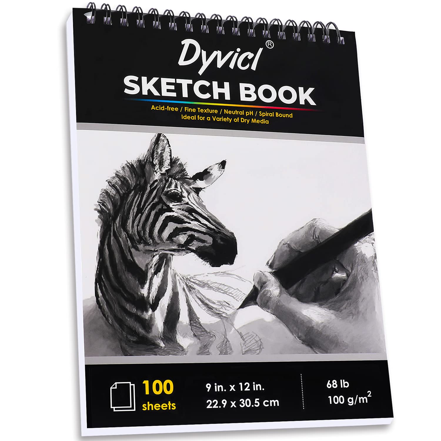 Dyvicl Sketch Pad 9"x12" Sketch Book Set, Pack of 2, 100 Sheets Each(68 lb/100gsm), Spiral Bound