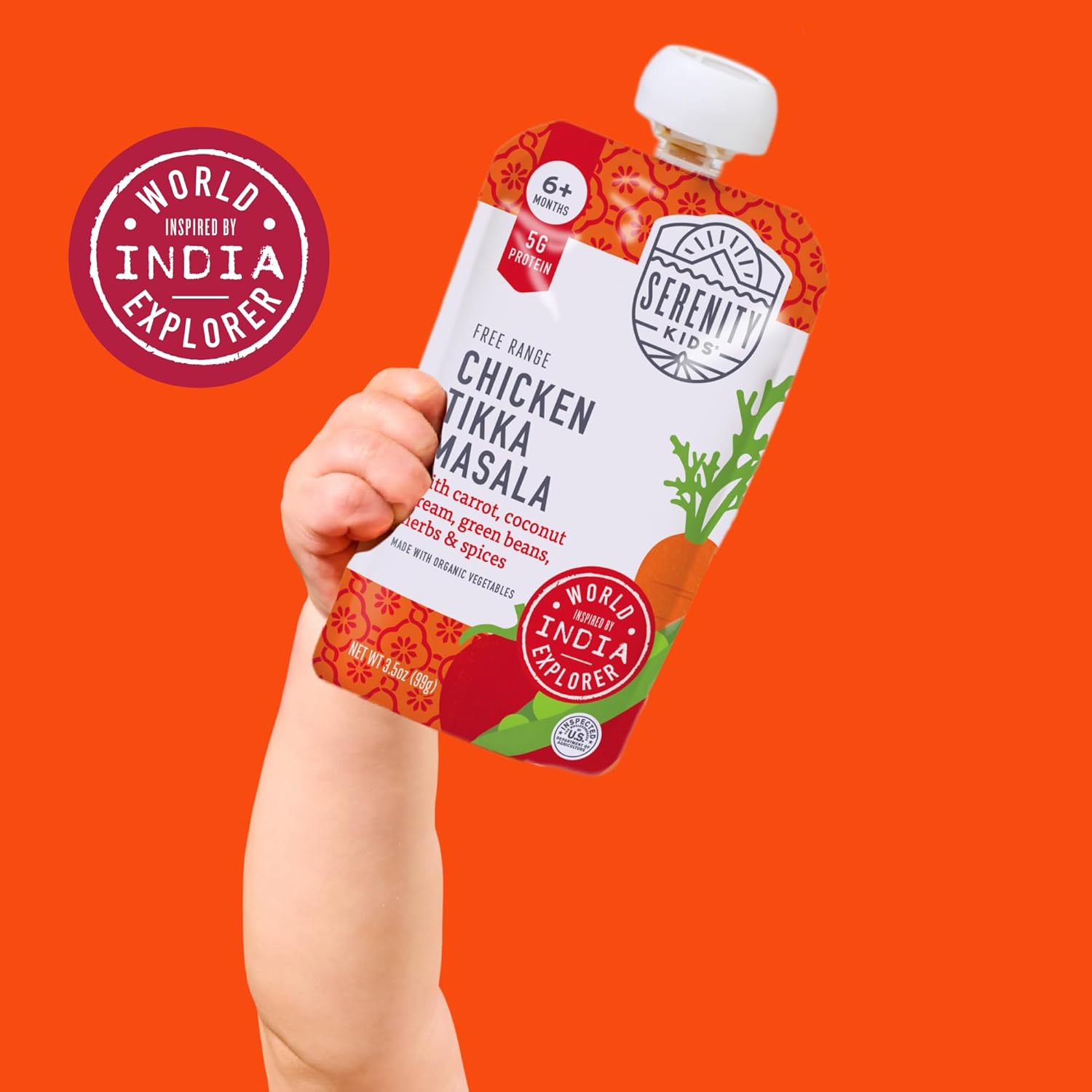 Serenity Kids 7+ Months World Explorers Baby Food Pouches - 3.5 oz, Pack of 18-40% DV Protein 5g Baby Protein Pouches - BPA-Free- Organic Veggies - Variety Pack - Image 4