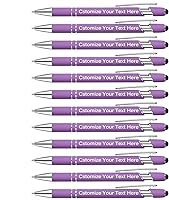 Vista 14 de Kingluu 12 Piezas Bolígrafos Personalizados con Stylus, Escritura Suave, Bolígrafos Personalizados de Tinta Negra con Tu Nombre Logo Mensaje Texto