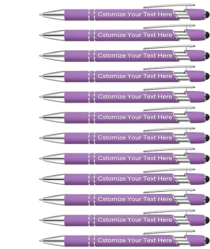 Miniatura 14 de Kingluu 12 Piezas Bolígrafos Personalizados con Stylus, Escritura Suave, Bolígrafos Personalizados de Tinta Negra con Tu Nombre Logo Mensaje Texto