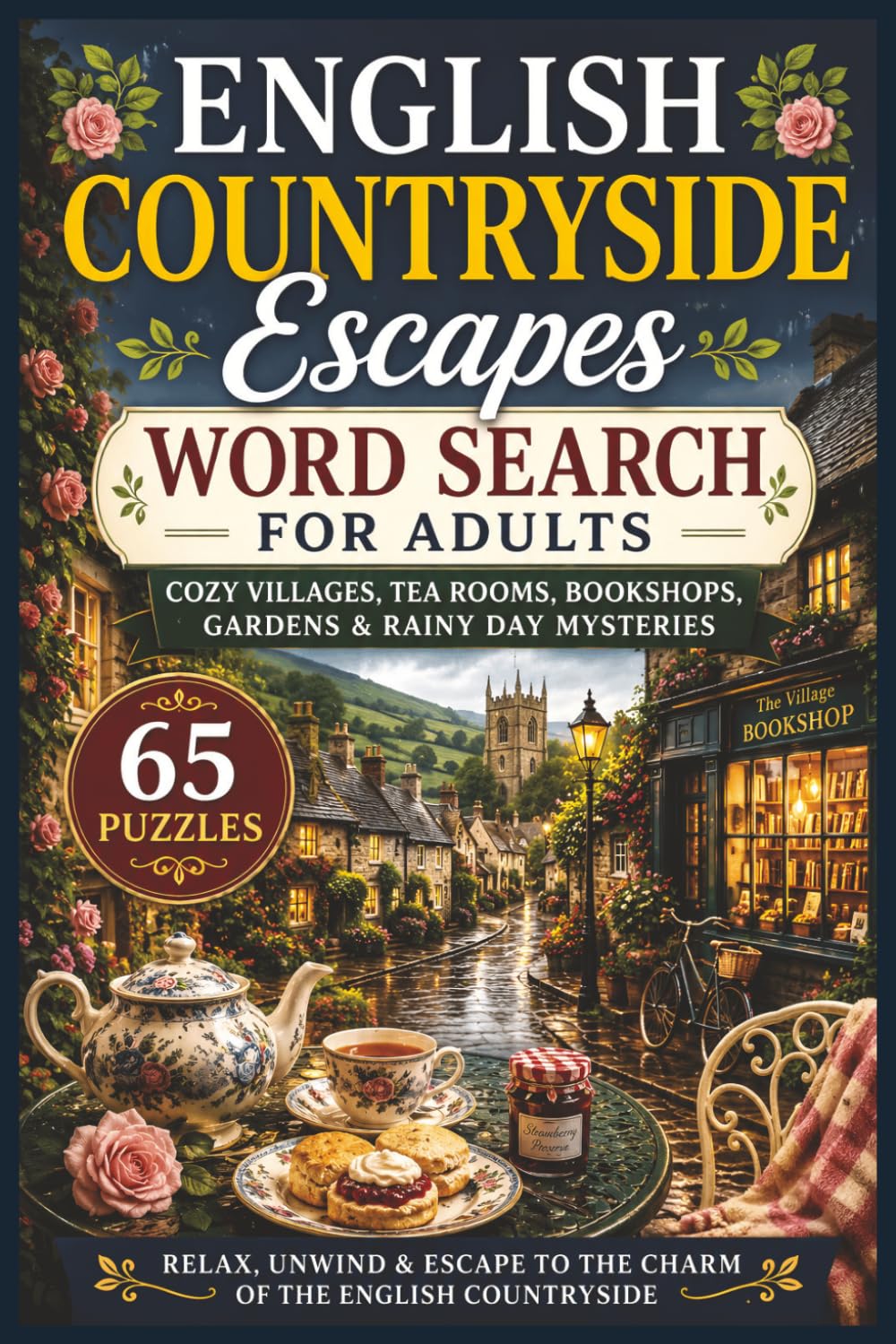 English Countryside Escapes Word Search for Adults: Cozy Villages, Tea Rooms, Bookshops, Gardens & Rainy Day Mysteries