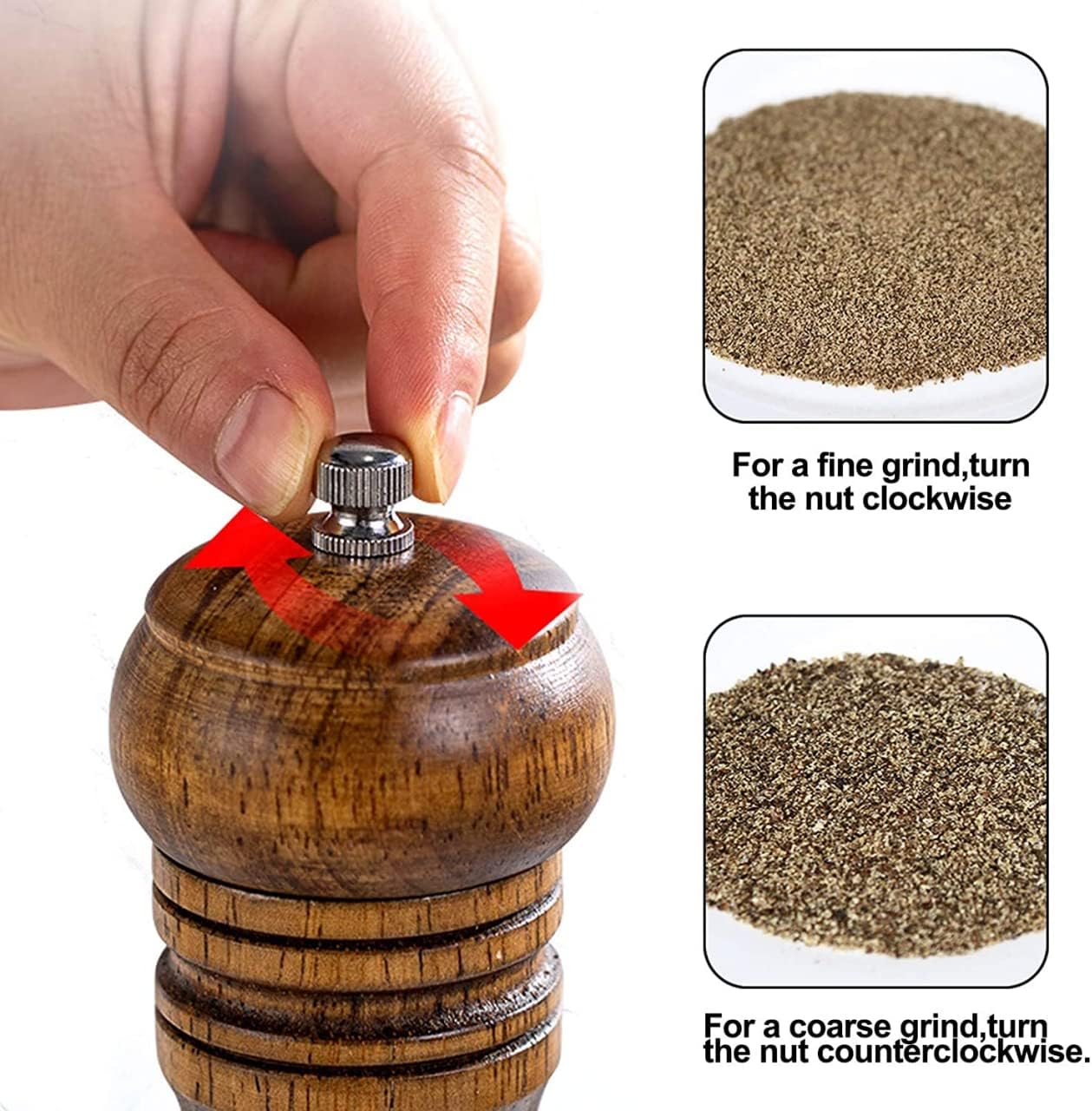 : GaoBangM Wooden Pepper Salt Mill Adjustable Ceramic Mill Hand-Operated Spice Grinders for Home Kitchen Use - Image 5