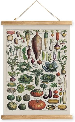 Miniatura 112 de XIAOAIKA Póster de botánica vintage con marco de madera, tabla de plantas venenosas antiguas, arte educativo botánico con especies peligrosas, 1