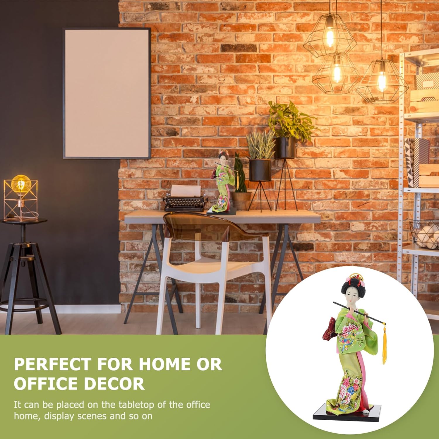 NUOBESTY Japanese Decoration Geisha Doll Japanese Kimono Doll Traditional Geisha Figurine for Home Office Decorations(Green) Style Decoration