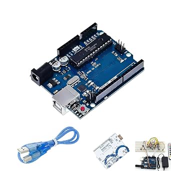 UNO R3 Board for Arduino with USB Cable, UNO R3 Development Board Microcontroller Compatible with IDE ATmega328P CH34 Processor, Ideal for DIY Projects, Robotics, Smart Home, Education and Prototyping