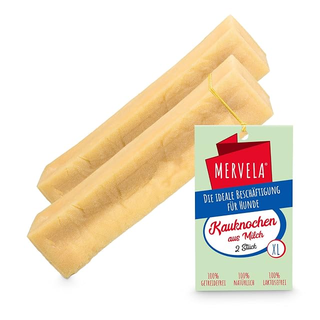 MERVELA Hueso masticable de Queso para Perros Grandes [123 g por barrita] - Hecho a Mano